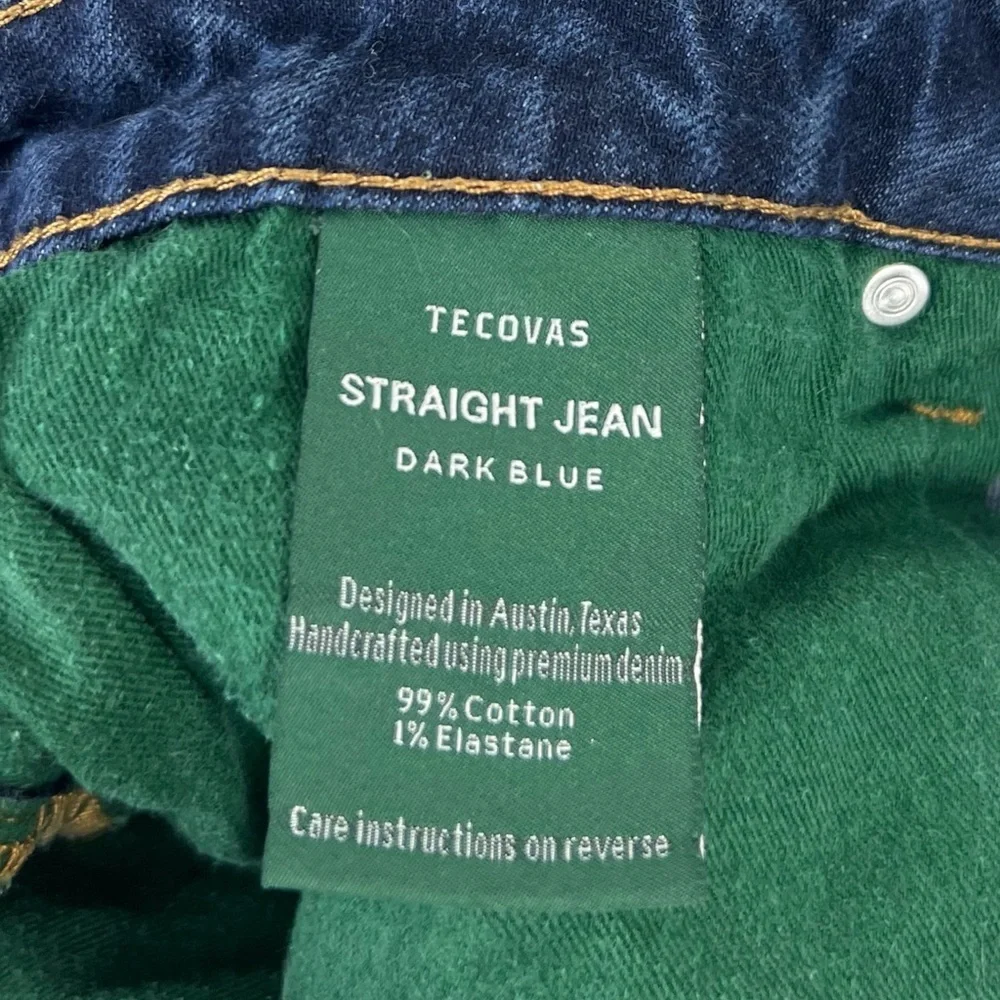 Tecovas Mens 36 x 30 Jeans Ranch Straight Dark Blue Denim Western Cotton Stretch - Picture 11 of 11